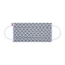 Masque tissu bleu - Motifs à plumes bleu - lavable et réutilisable 50 lavages - Adultes - Catégorie 1