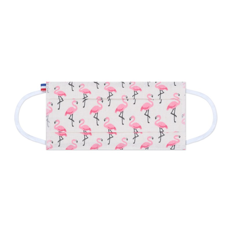 Masque tissu motifs flamant rose - Masque Enfant Catégorie 1 - Le