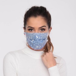 Masque tissu bleu Motifs fleuris - lavable et réutilisable 50 lavages - Adultes - Catégorie 1