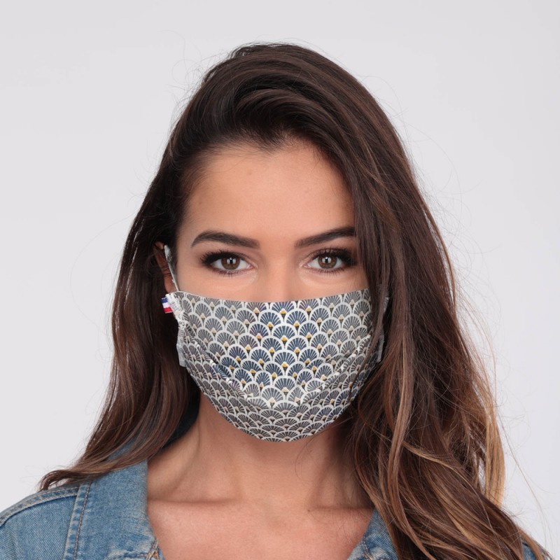 Masque En Tissu Coton Réutilisable Adulte - Fait Main Aux USA, Bleu Gros Points - Lavable, Format Plat, Taille Unique - Marque Mia Jewel Shop