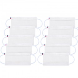 Lot de 10 masques tissus blanc - lavable et réutilisable 50 lavages - Adultes - Catégorie 1