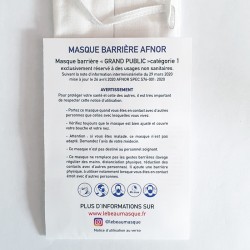 Lot de 10 masques tissus blanc - lavable et réutilisable 50 lavages - Adultes - Catégorie 1