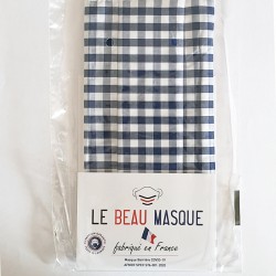 Masque tissu à carreaux bleu foncé - lavable et réutilisable 50 lavages - Adultes - Catégorie 1