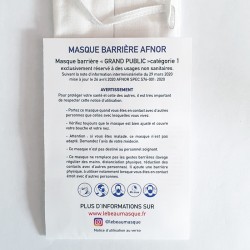 Masque barrière motifs 4 - lavable et réutilisable 50 lavages - Adultes - Catégorie 1