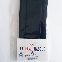 Masque tissu noir - Masque Noir Lavable et réutilisable 50 lavages - Adultes - Catégorie 1