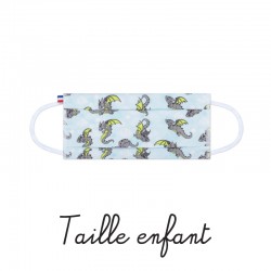 MASQUE DRAGONS TISSU ENFANT - LAVABLE ET RÉUTILISABLE 50 LAVAGES - CATÉGORIE 1